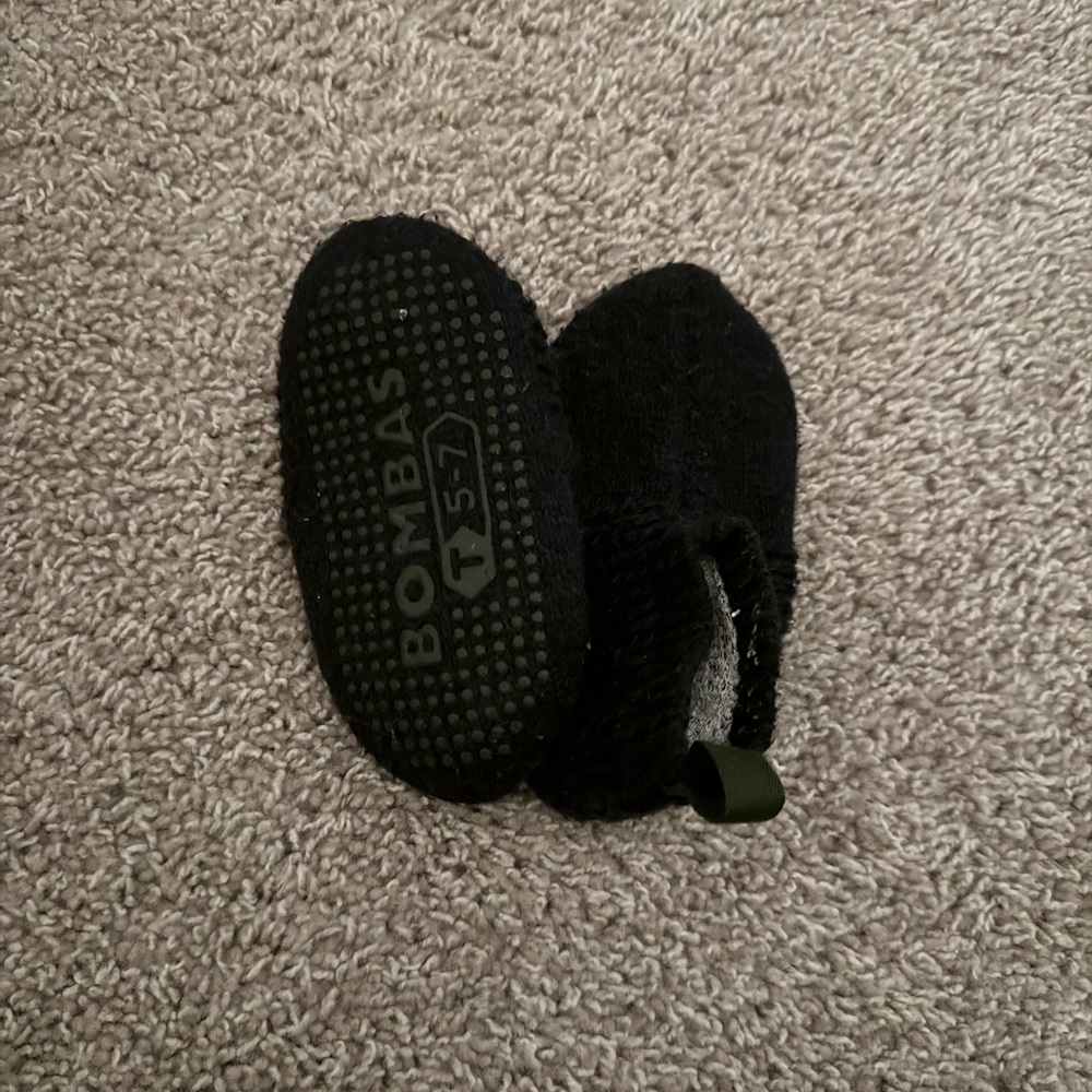 Bombas Black Knit Toddler Slippers with Grip Sole